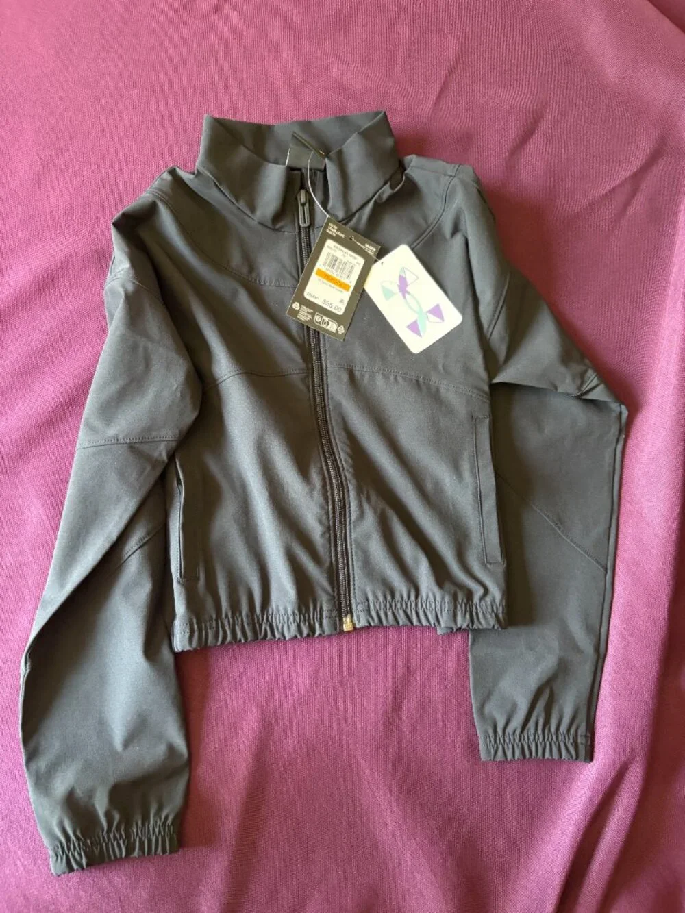 NEW Under Armour Girls Rival Woven Jacket Black Youth Small NWT
